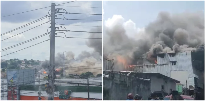 Grande incêndio atinge distribuidora na Zona Leste de Manaus