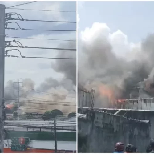 Grande incêndio atinge distribuidora na Zona Leste de Manaus